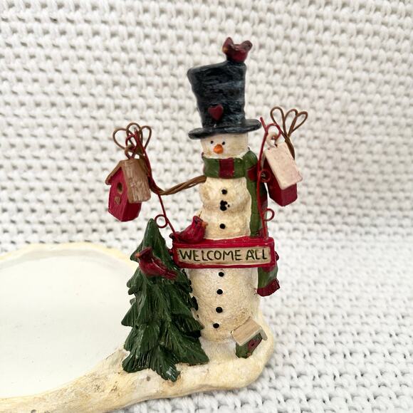 Yankee Candle Jar Candle Base Matching Topper 2011 Snowman Winter Holiday Scene - Picture 4 of 10